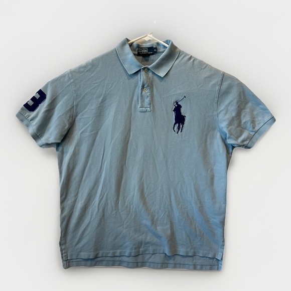 Polo Ralph Lauren Big Pony Polo Shirt Short Sleeve Baby Blue #3 Men's Size XL - Picture 2 of 8